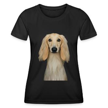 Afghanischer Windhund - Frauen Funktions-T-Shirt - Schwarz - Vorne - AI Model Female 172 light (172cm)