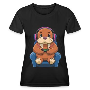 Walross - Frauen Funktions-T-Shirt - Schwarz - Vorne - AI Model Female 172 light (172cm)