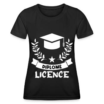 diplômé en licence. - T-shirt sport Femme - noir - Devant - AI Model Female 172 light (172cm)
