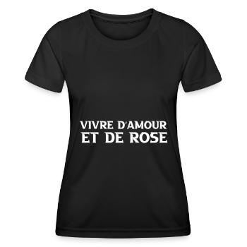 vivre d amour et de rosé - T-shirt sport Femme - noir - Devant - AI Model Female 172 light (172cm)