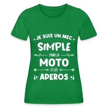 T-shirt moto - mec simple moto - T-shirt sport Femme - vert - Devant - AI Model Female 172 dark (172cm)