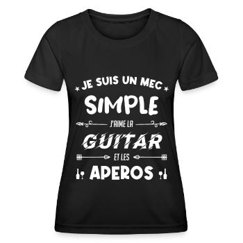 je suis un mec simple Guitariste Cadeau - T-shirt sport Femme - noir - Devant - AI Model Female 172 light (172cm)