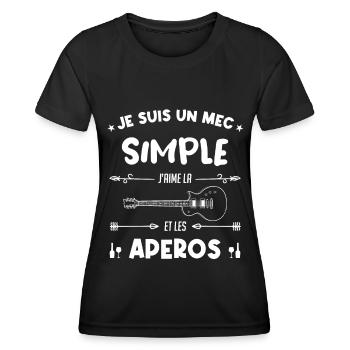 je suis un mec simple Guitariste Cadeau - T-shirt sport Femme - noir - Devant - AI Model Female 172 light (172cm)