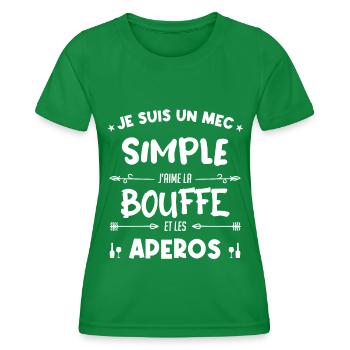 Un mec simple, bouffe et apéro - T-shirt sport Femme - vert - Devant - AI Model Female 172 dark (172cm)