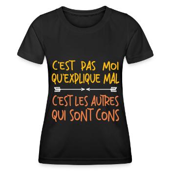 C'est Pas Moi Qui explique Mal - T-shirt sport Femme - noir - Devant - AI Model Female 172 light (172cm)