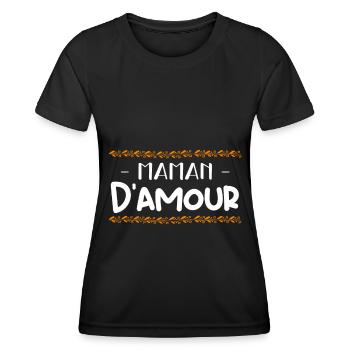 maman d'amour - T-shirt sport Femme - noir - Devant - AI Model Female 172 light (172cm)