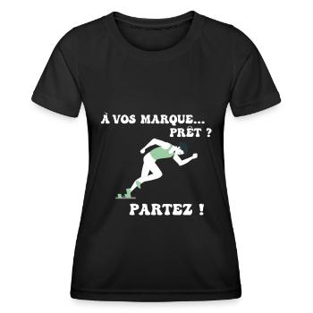 À vos marques.. Prêts? Partez! - T-shirt sport Femme - noir - Devant - AI Model Female 172 light (172cm)