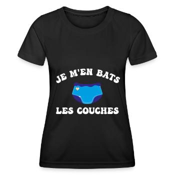 Je m'en bats les couches - T-shirt sport Femme - noir - Devant - AI Model Female 172 light (172cm)