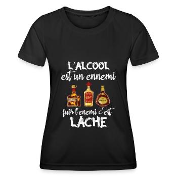 L'alcool est un ennemi - T-shirt sport Femme - noir - Devant - AI Model Female 172 light (172cm)