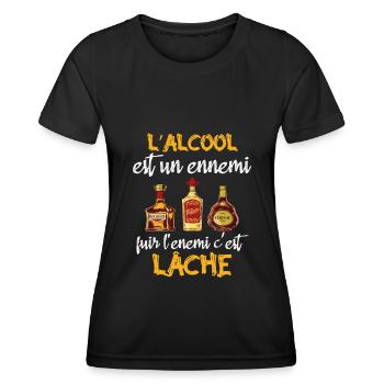 L'alcool est un ennemi - T-shirt sport Femme - noir - Devant - AI Model Female 172 light (172cm)