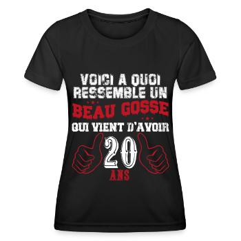 voici à quoi ressemble un bogosse de 20 ans - T-shirt sport Femme - noir - Devant - AI Model Female 172 light (172cm)