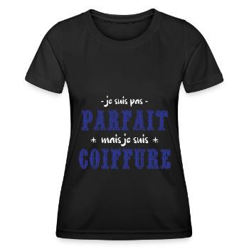 JE SUIS COIFFEUR - T-shirt sport Femme - noir - Devant - AI Model Female 172 light (172cm)