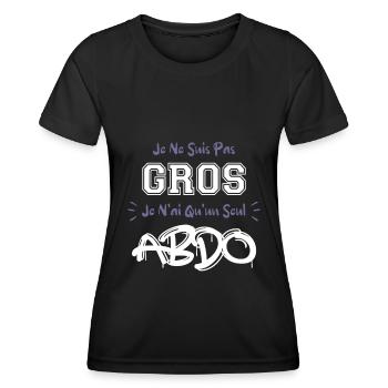 Humour gros, suis pas gros je n'ai qu'un seul abdo - T-shirt sport Femme - noir - Devant - AI Model Female 172 light (172cm)