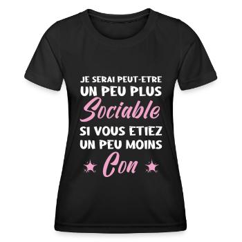 Je Serais Peut Être Un Peu Plus Sociable - T-shirt sport Femme - noir - Devant - AI Model Female 172 light (172cm)