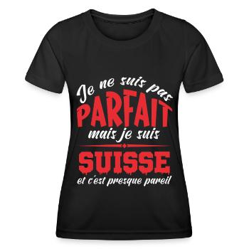 Je Ne Suis Pas Parfait Mais Je Suis Suisse - T-shirt sport Femme - noir - Devant - AI Model Female 172 light (172cm)
