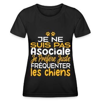 Je préfère juste fréquenter les chiens - T-shirt sport Femme - noir - Devant - AI Model Female 172 light (172cm)