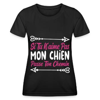 Si tu n’aimes pas mon chien - T-shirt sport Femme - noir - Devant - AI Model Female 172 light (172cm)