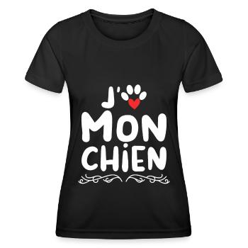 J aime mon chien - T-shirt sport Femme - noir - Devant - AI Model Female 172 light (172cm)