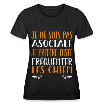 Je préfère juste fréquenter les chiens - T-shirt sport Femme - noir - Devant - AI Model Female 172 light (172cm)