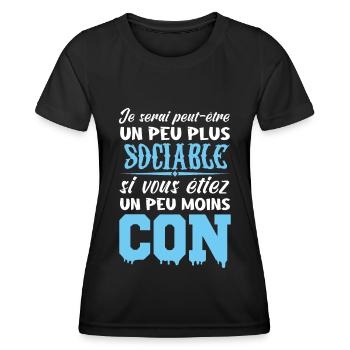 Je Serais Peut Être Un Peu Plus Sociable - T-shirt sport Femme - noir - Devant - AI Model Female 172 light (172cm)