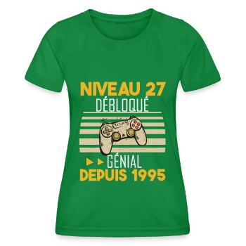niveau 27 débloqué génial depuis 1995 - T-shirt sport Femme - vert - Devant - AI Model Female 172 dark (172cm)