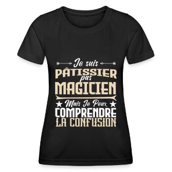 Pâtissier pas magicien - T-shirt sport Femme - noir - Devant - AI Model Female 172 light (172cm)