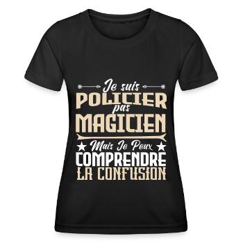 Je Suis Policier, pas Magicien - T-shirt sport Femme - noir - Devant - AI Model Female 172 light (172cm)