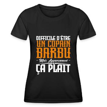 copain barbu, citations barbe, cadeau copain - T-shirt sport Femme - noir - Devant - AI Model Female 172 light (172cm)