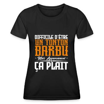 Tonton barbu, citations barbe, Idée cadeau oncle - T-shirt sport Femme - noir - Devant - AI Model Female 172 light (172cm)