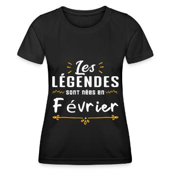 Les légendes sont nés en Février - T-shirt sport Femme - noir - Devant - AI Model Female 172 light (172cm)