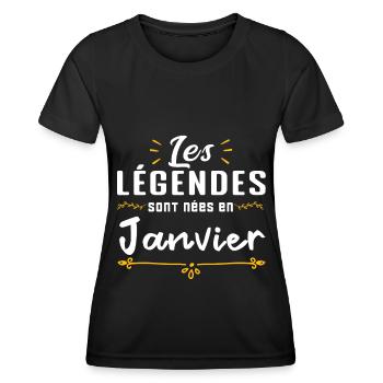 Les légendes sont nés en Février - T-shirt sport Femme - noir - Devant - AI Model Female 172 light (172cm)