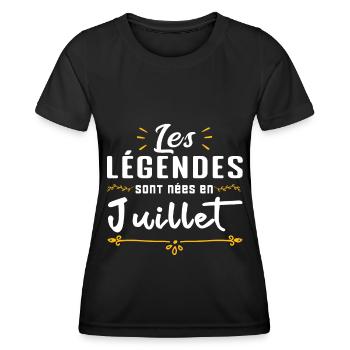 Les légendes sont nés en Juillet - T-shirt sport Femme - noir - Devant - AI Model Female 172 light (172cm)