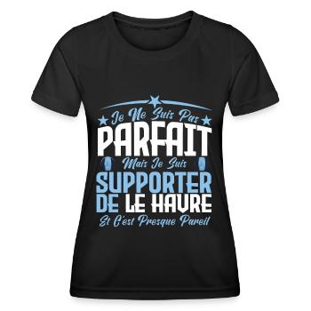 je ne suis pas parfait, supporteur de Le Havre. - T-shirt sport Femme - noir - Devant - AI Model Female 172 light (172cm)