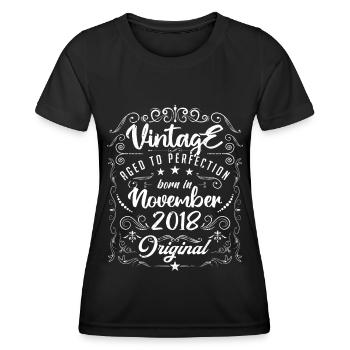 Vintage BORN IN NOVEMBER 2018- anniversary gift. - T-shirt sport Femme - noir - Devant - AI Model Female 172 light (172cm)