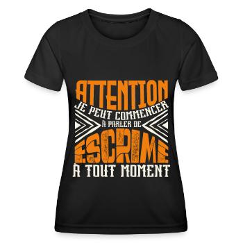 Avertissement, escrime à tout moment. - T-shirt sport Femme - noir - Devant - AI Model Female 172 light (172cm)
