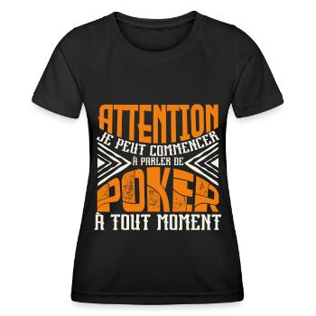 Avertissement, Poker à tout moment. - T-shirt sport Femme - noir - Devant - AI Model Female 172 light (172cm)