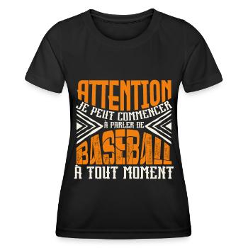 Avertissement, Baseball à tout moment. - T-shirt sport Femme - noir - Devant - AI Model Female 172 light (172cm)