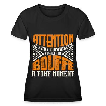 Avertissement, bouffe à tout moment. - T-shirt sport Femme - noir - Devant - AI Model Female 172 light (172cm)