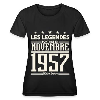 Die Legenden wurden im November 1957 geboren. - Frauen Funktions-T-Shirt - Schwarz - Vorne - AI Model Female 172 light (172cm)