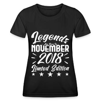Legends are born in NOVEMBER 2018 anniversary gift - T-shirt sport Femme - noir - Devant - AI Model Female 172 light (172cm)