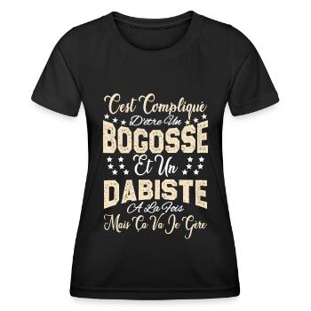 c'est compliqué d'être un Bogosse et un Dabiste. - T-shirt sport Femme - noir - Devant - AI Model Female 172 light (172cm)