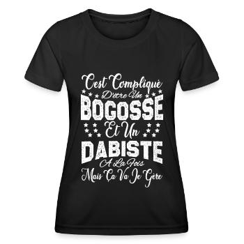 c'est compliqué d'être un Bogosse et un Dabiste. - T-shirt sport Femme - noir - Devant - AI Model Female 172 light (172cm)