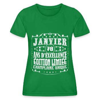 Vintage Janvier 78 ans. anniversaire janvier. - T-shirt sport Femme - vert - Devant - AI Model Female 172 dark (172cm)