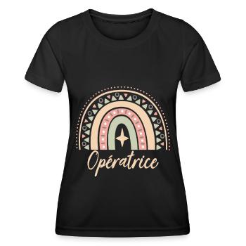 Cadeau Opératrice. Boho Rainbow opératrice. - T-shirt sport Femme - noir - Devant - AI Model Female 172 light (172cm)