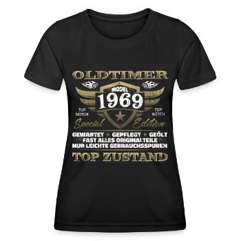 Oldtimer 1969 Baujahr – Vintage Retro Geburtstag - Frauen Funktions-T-Shirt - Schwarz - Vorne - AI Model Female 172 light (172cm)