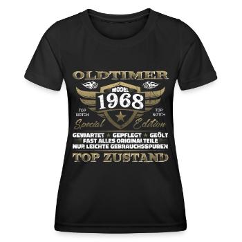 Oldtimer 1968 Baujahr – Vintage Retro Geburtstag - Frauen Funktions-T-Shirt - Schwarz - Vorne - AI Model Female 172 light (172cm)