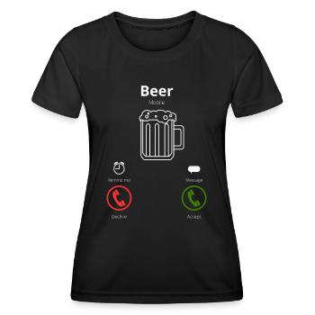 La bière appelle - T-shirt sport Femme - noir - Devant - AI Model Female 172 light (172cm)