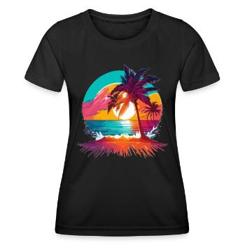 Sommer Sonne Palmen Strand Insel - Frauen Funktions-T-Shirt - Schwarz - Vorne - AI Model Female 172 light (172cm)