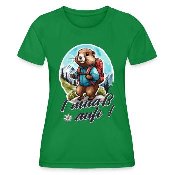 Marmotte randonnée montagnes Alpes plein air je dois monter - T-shirt sport Femme - vert - Devant - AI Model Female 172 dark (172cm)