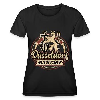 Düsseldorf Altstadt Retro Design - Frauen Funktions-T-Shirt - Schwarz - Vorne - AI Model Female 172 light (172cm)